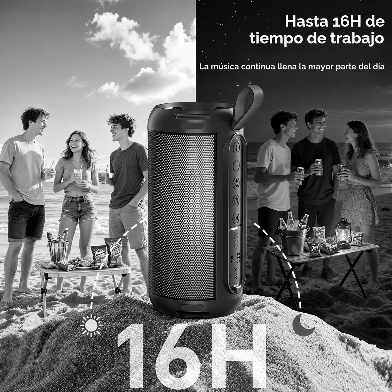 PARLANTE BLUETOOTH PORTÁTIL FULMINARE 16H — IPX5 CON LUCES RGB - Imagen 4
