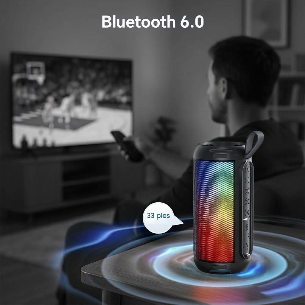 PARLANTE BLUETOOTH PORTÁTIL FULMINARE 16H — IPX5 CON LUCES RGB - Imagen 5