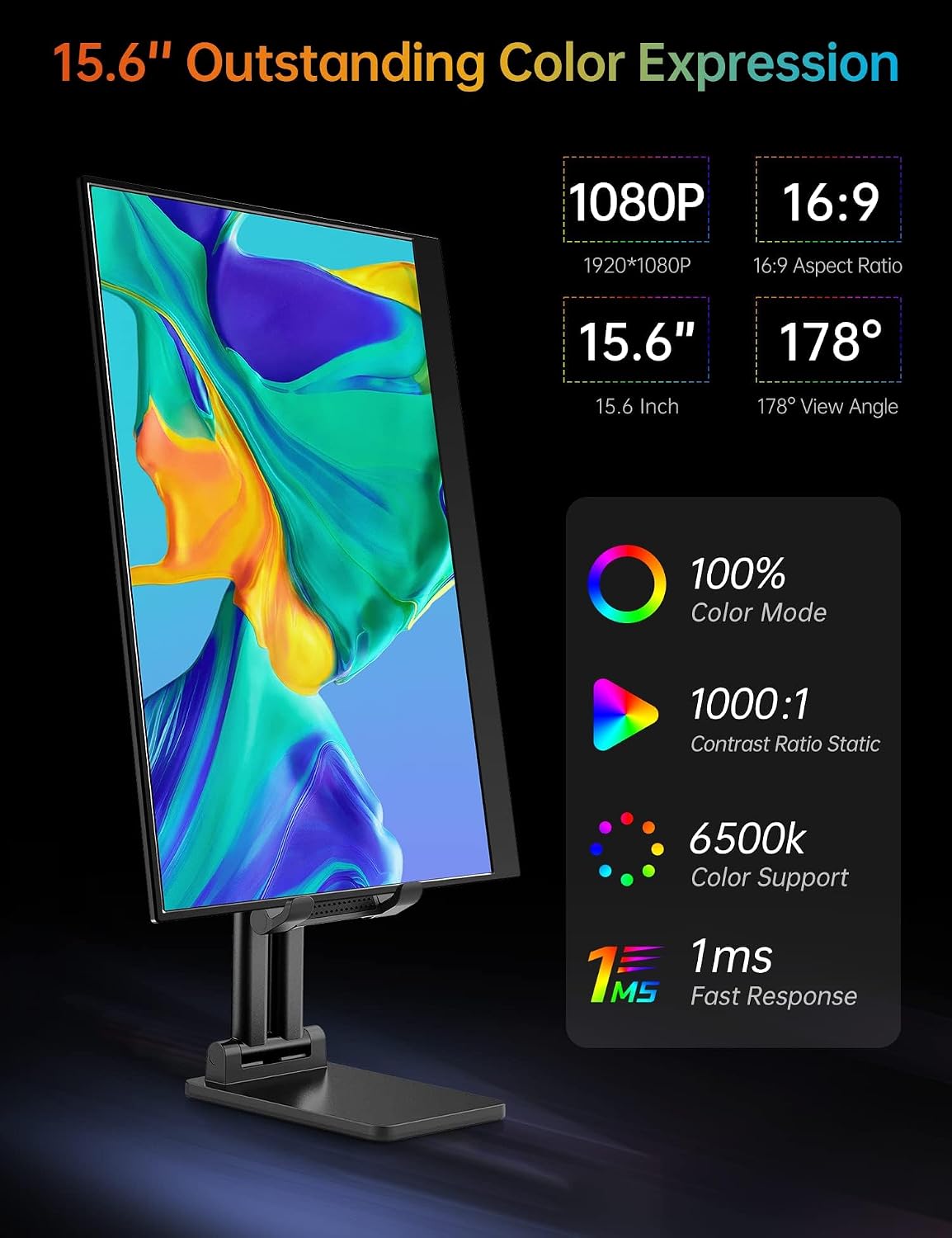 MONITOR PORTÁTIL AMPLIAR PANTALLA — 15.6" 1080P FHD - Imagen 2