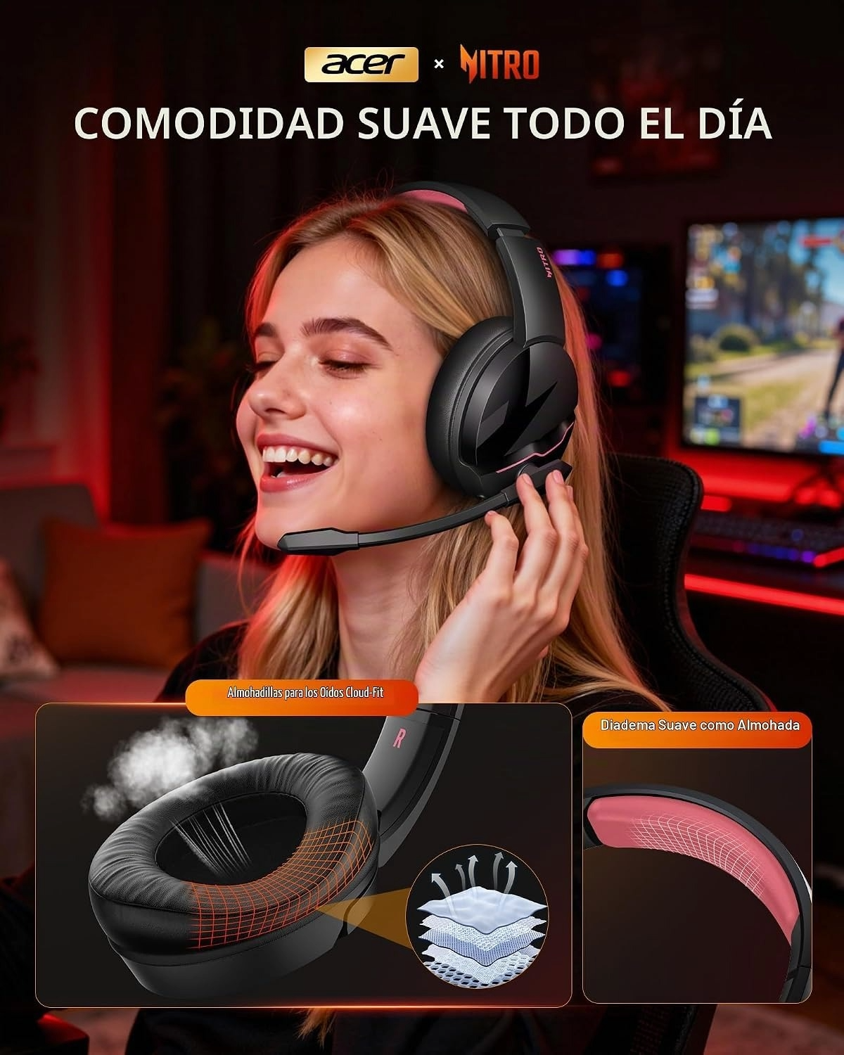 ACER AURICULARES INALÁMBRICOS MULTIPLATAFORMA CON CONEXIÓN 2.4GHZ - Imagen 4