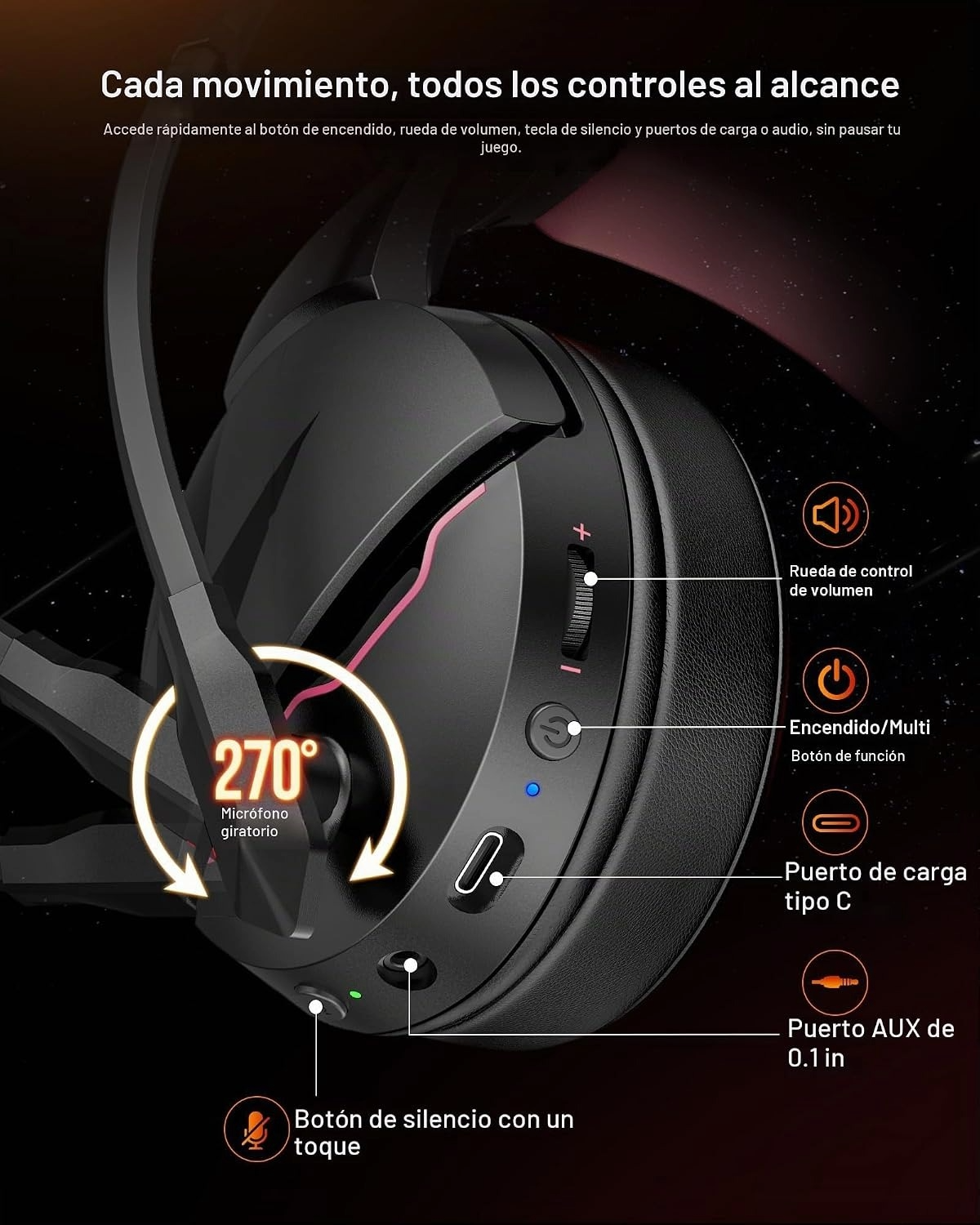 ACER AURICULARES INALÁMBRICOS MULTIPLATAFORMA CON CONEXIÓN 2.4GHZ - Imagen 6