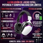 Audífonos gamer inalámbricos con conectividad 2.4GHz, Bluetooth y cable de 3.5 mm