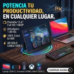 Monitor portátil de 15.6 pulgadas conectado por USB-C a un portátil