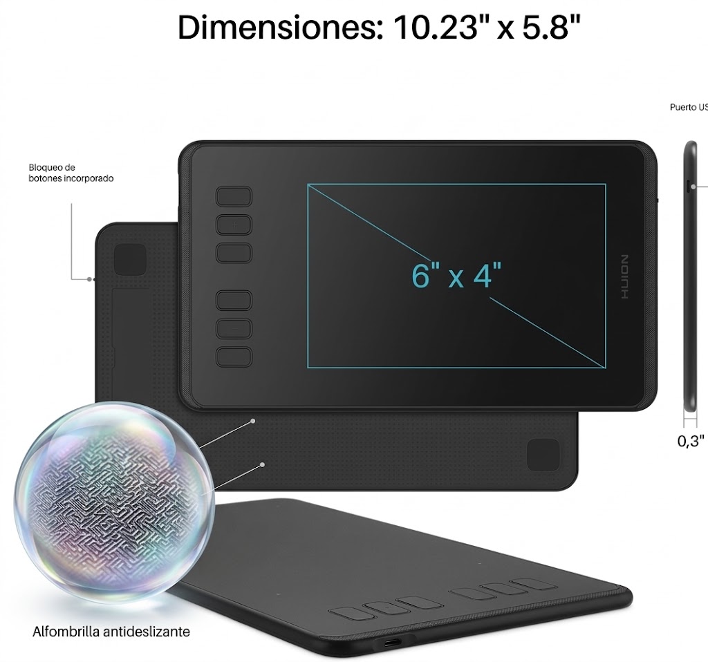 TABLETA DE DIBUJO DE 6X4 PULGADAS 8192 CON PRESIÓN - Imagen 8