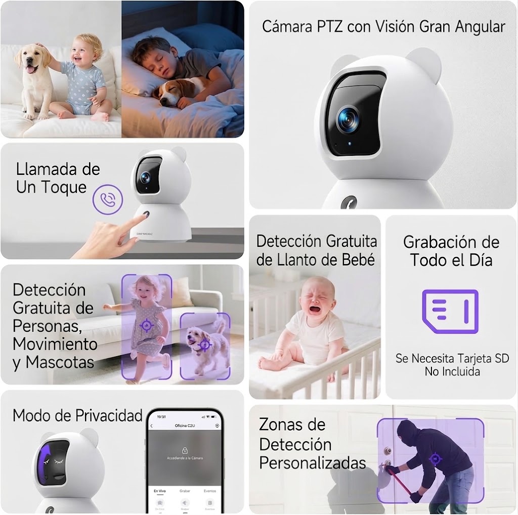 2.5K CÁMARA DE SEGURIDAD PARA MASCOTAS Y BEBÉS - Imagen 2